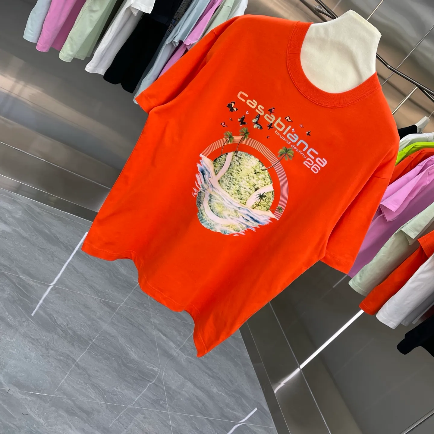 New Arrival Casablanca Classic Series T ～ ， ， 。 ， Classic ， In Stock ！ ：White Black Light Blue Orange 5 ） Size：S M L XL XXL